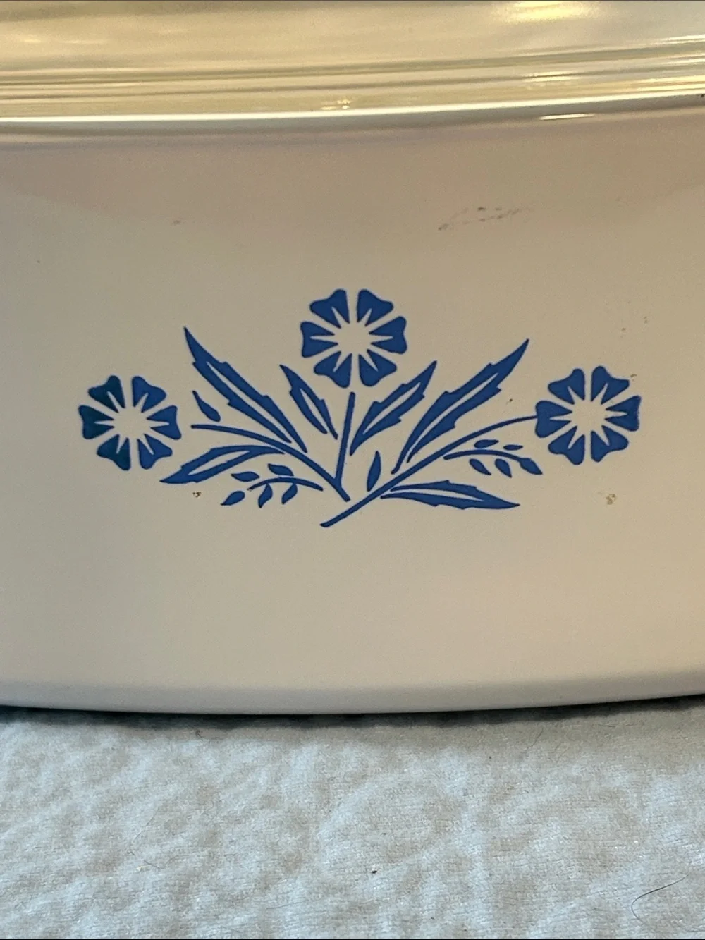 CorningWare casserole dish featuring the iconic Blue Cornflower pattern